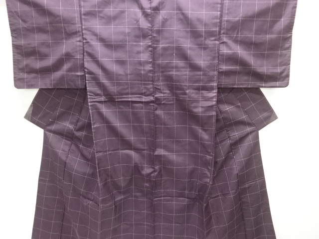 JAPANESE KIMONO / ANTIQUE KIMONO / SILK / TSUMUGI / SASHIKO / GRID